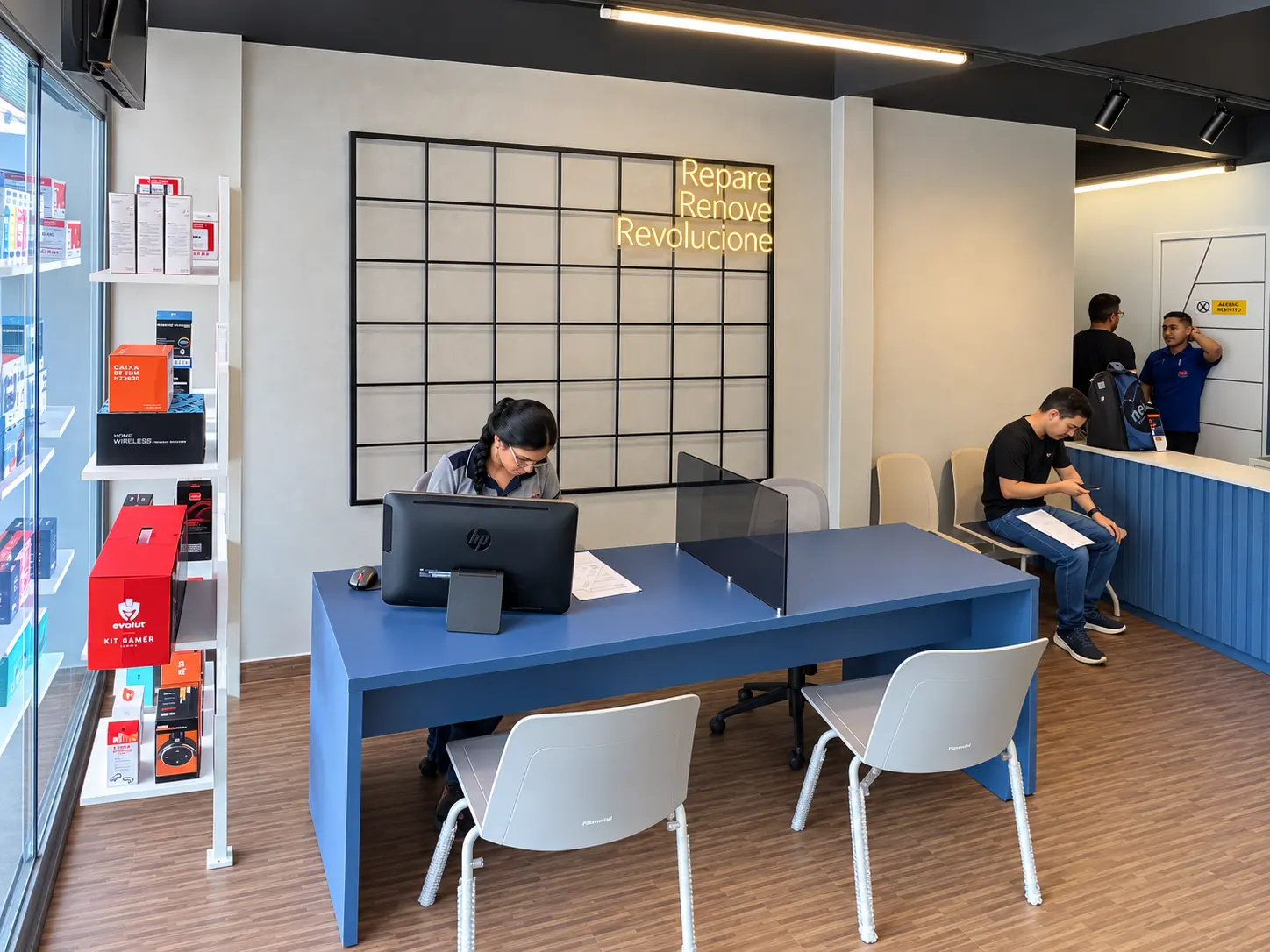 Equipe atendendo clientes na Jireh Informática