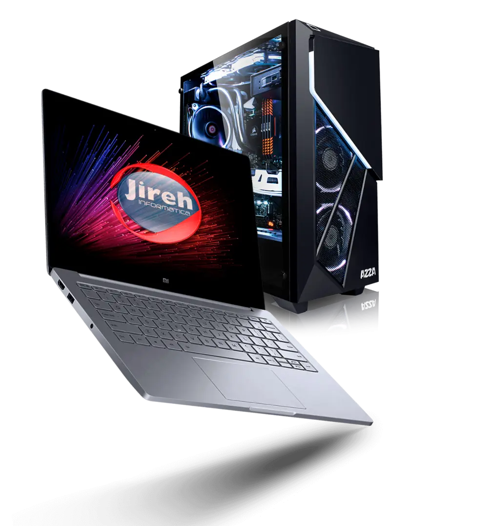 Notebook e computador representando os serviços da Jireh Informática